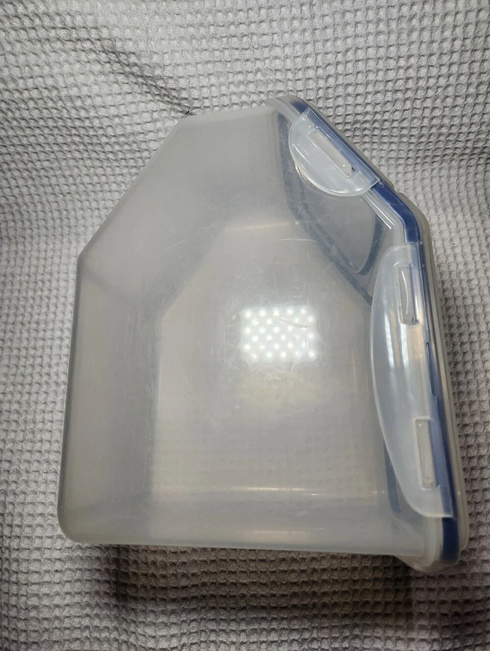 Airtight Clear White Food Storage Container with Blue Seal